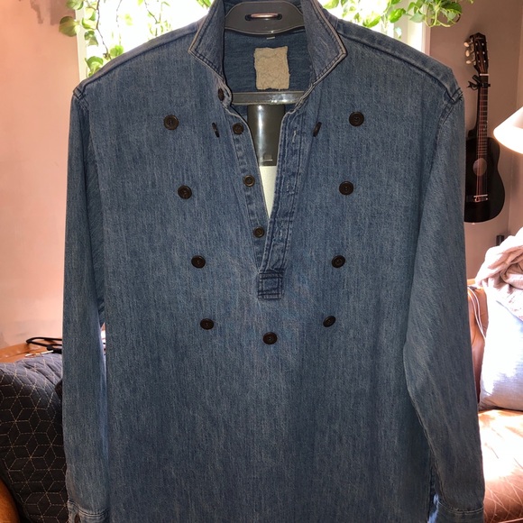 Vintage Men's  Wah Maker Denim Bib Shirt - Picture 6 of 6